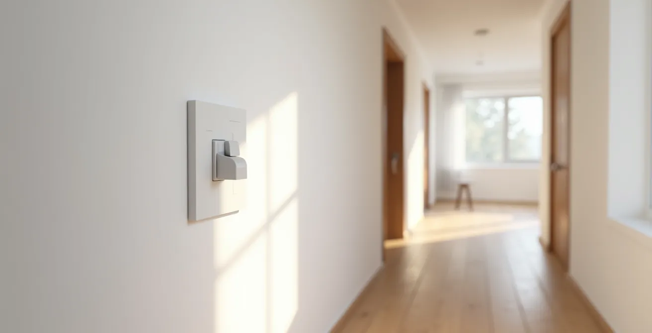 Gros plan sur un interrupteur moderne positionné de manière ergonomique près d'une porte